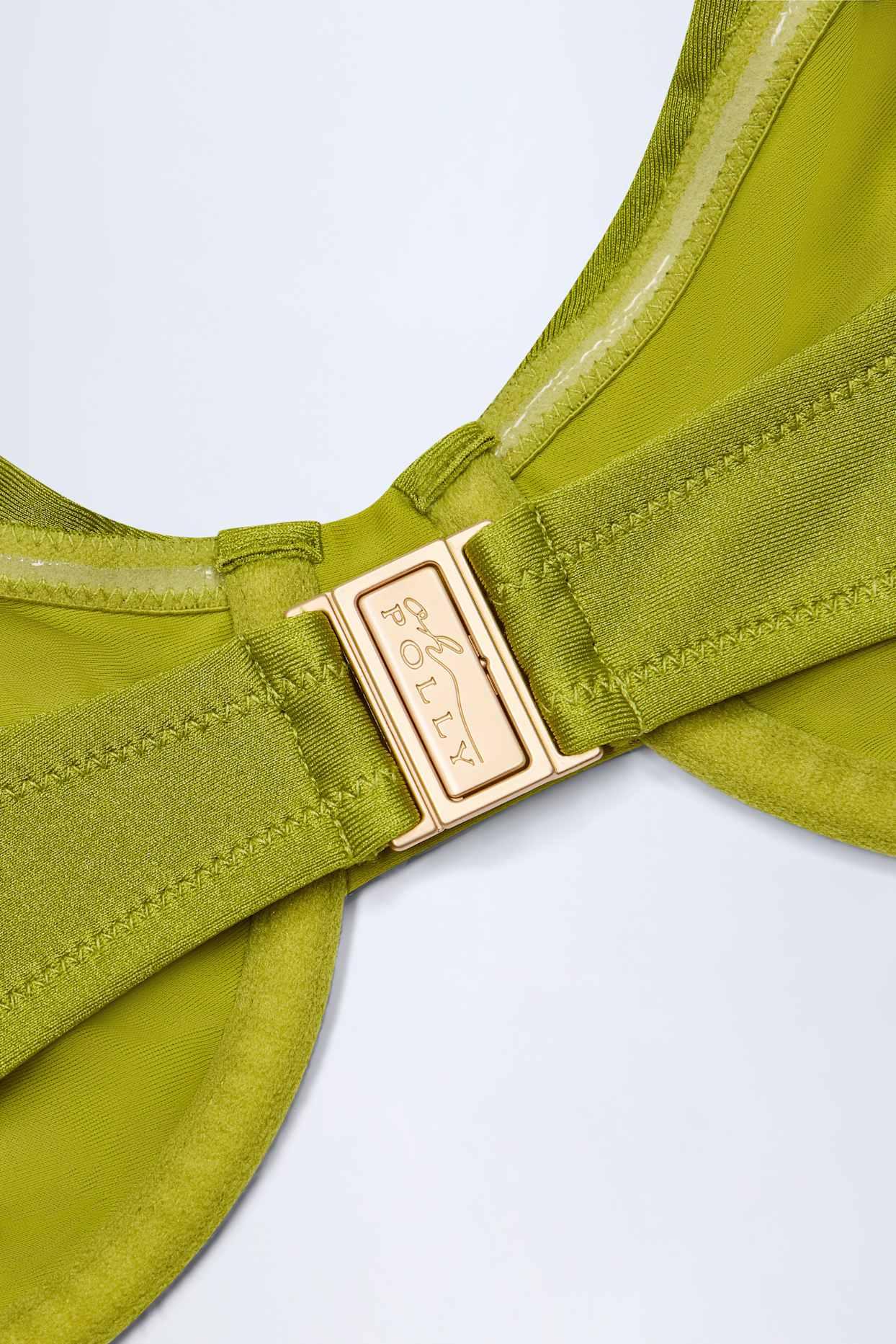 Bead-Embellished Ruched Underwired Bikini Top in Olive Green Product Image