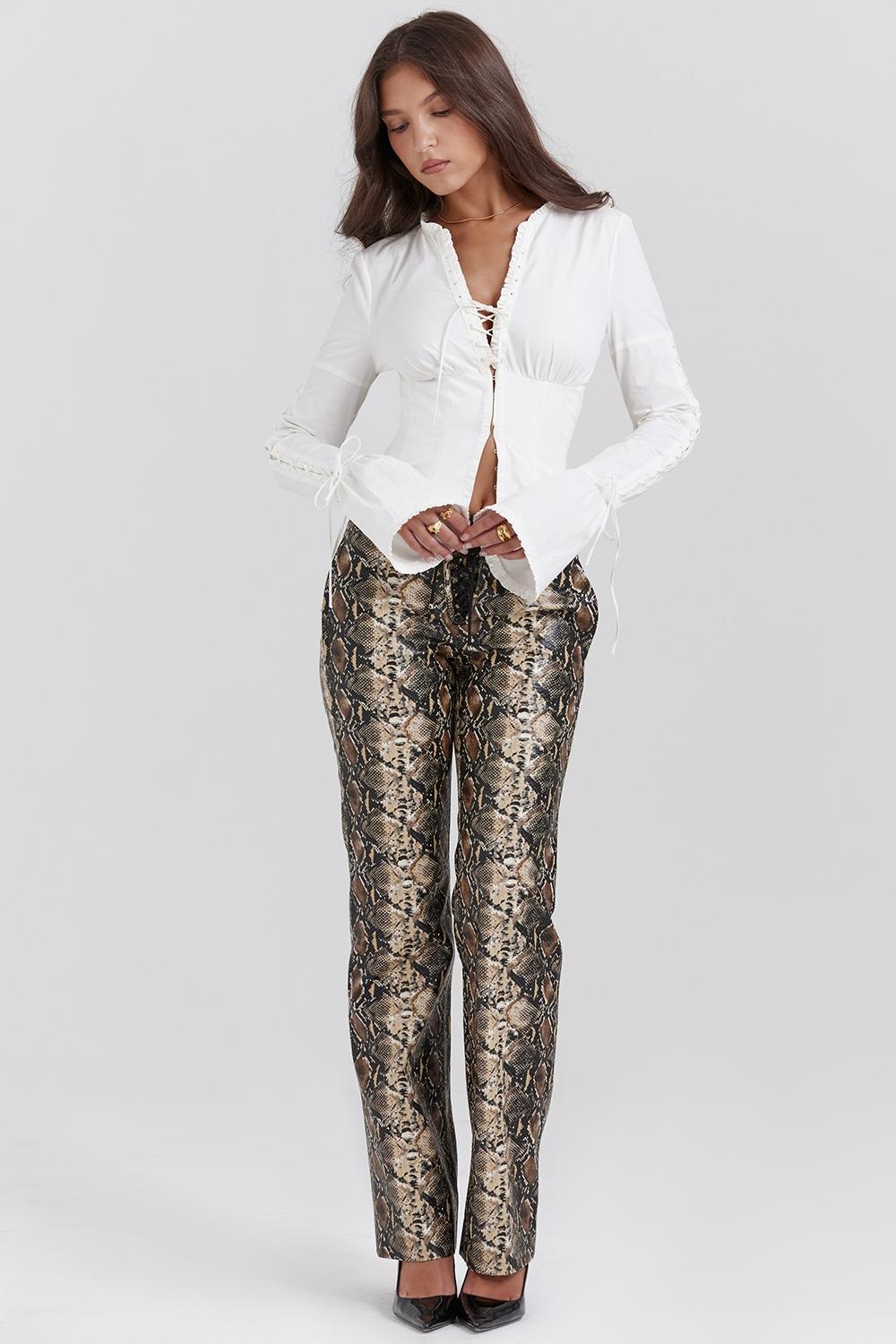 Serina  snake print vegan leather trousers Product Image