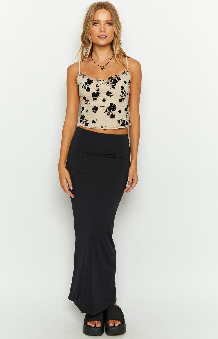 Dylan Black and Beige Mesh Top Product Image