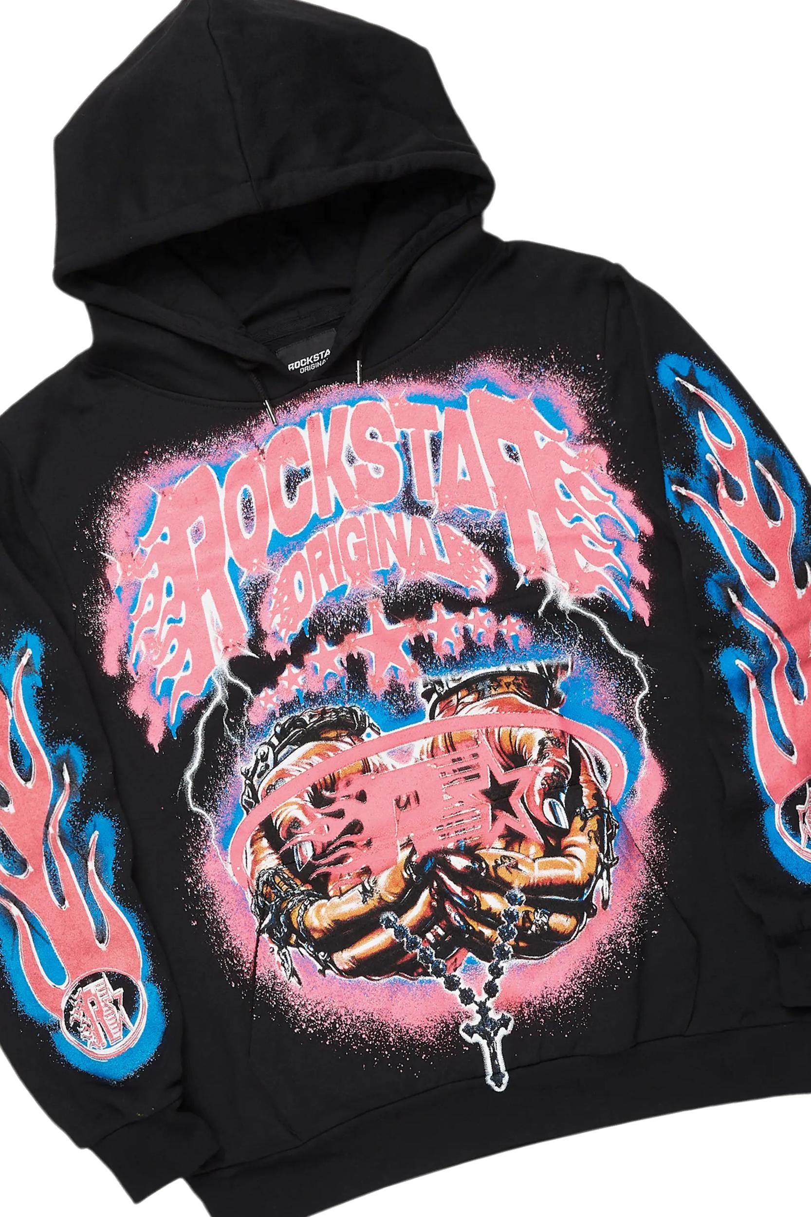 Cairo Black Hoodie/Baggy Track Pant Set Male Product Image