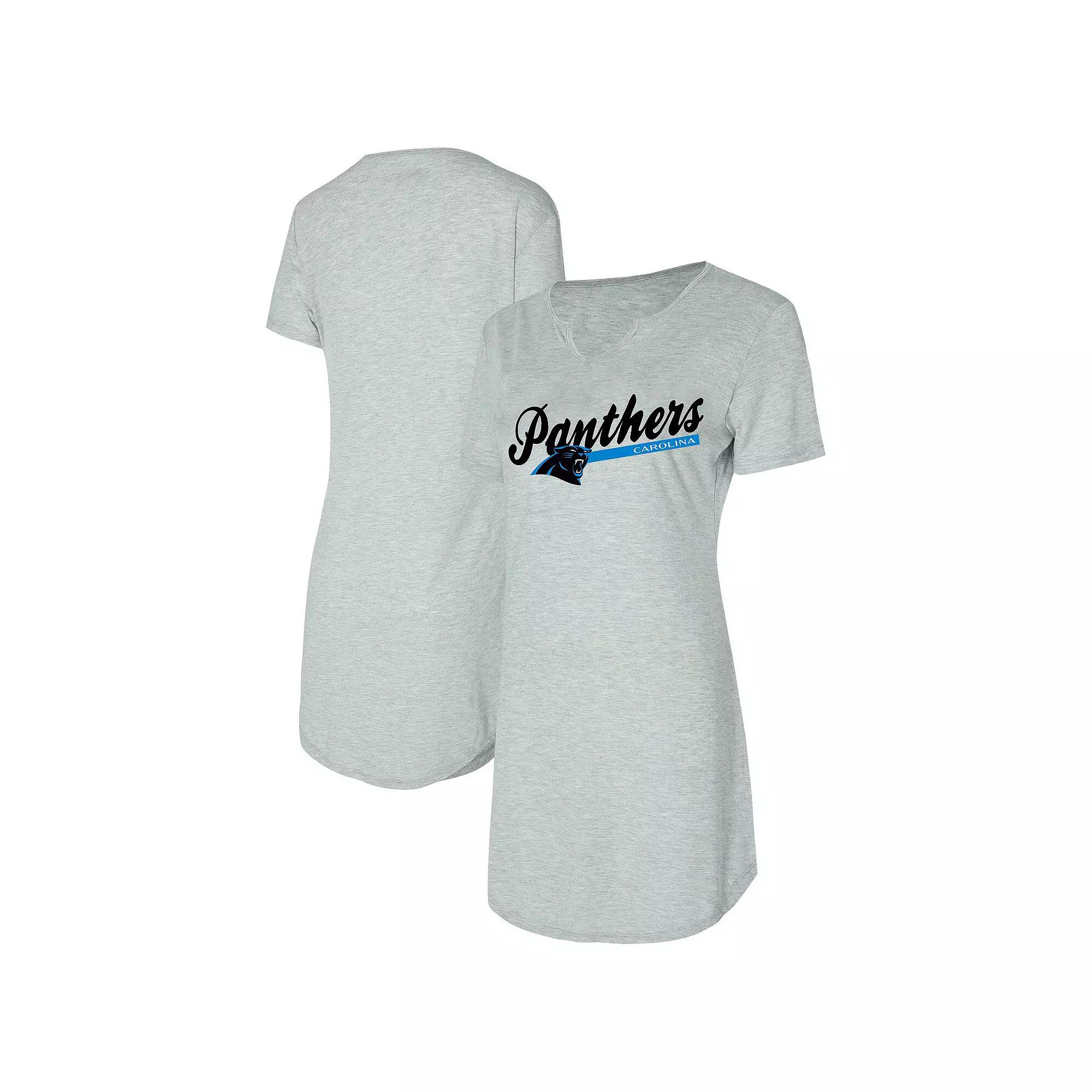 Women's Concepts Sport Gray Carolina Panthers Petition Knit Nightshirt,  Product Image