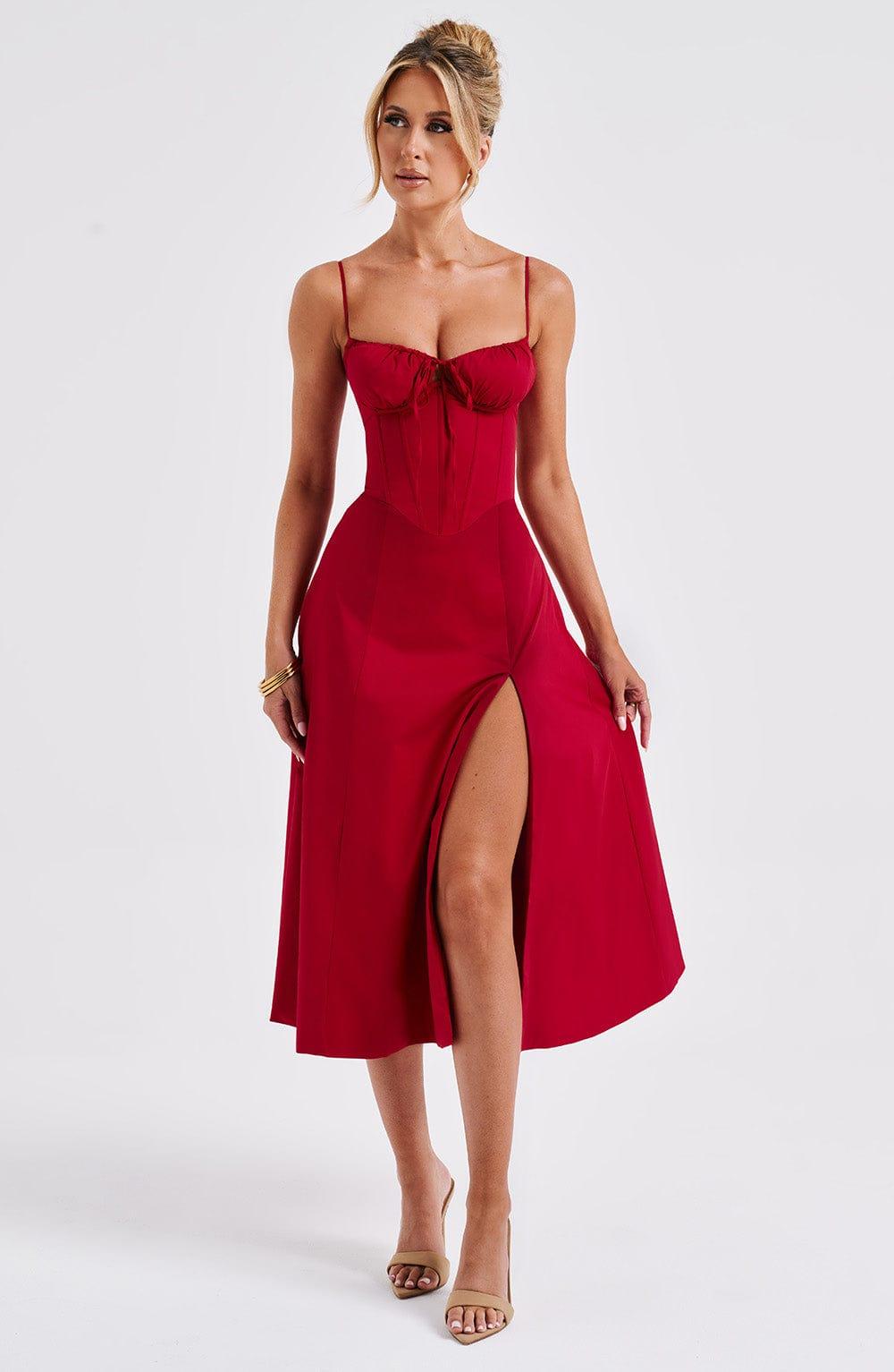 Deanna Midi Dress - Red Product Image