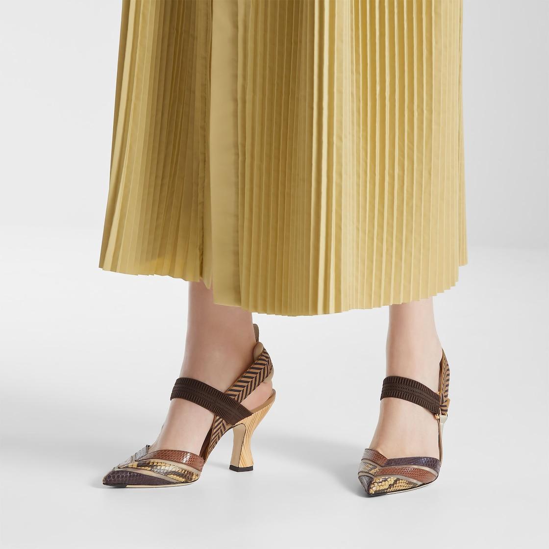 ColibrìHigh-heeled mesh and multicolor ayers leather slingbacks Product Image