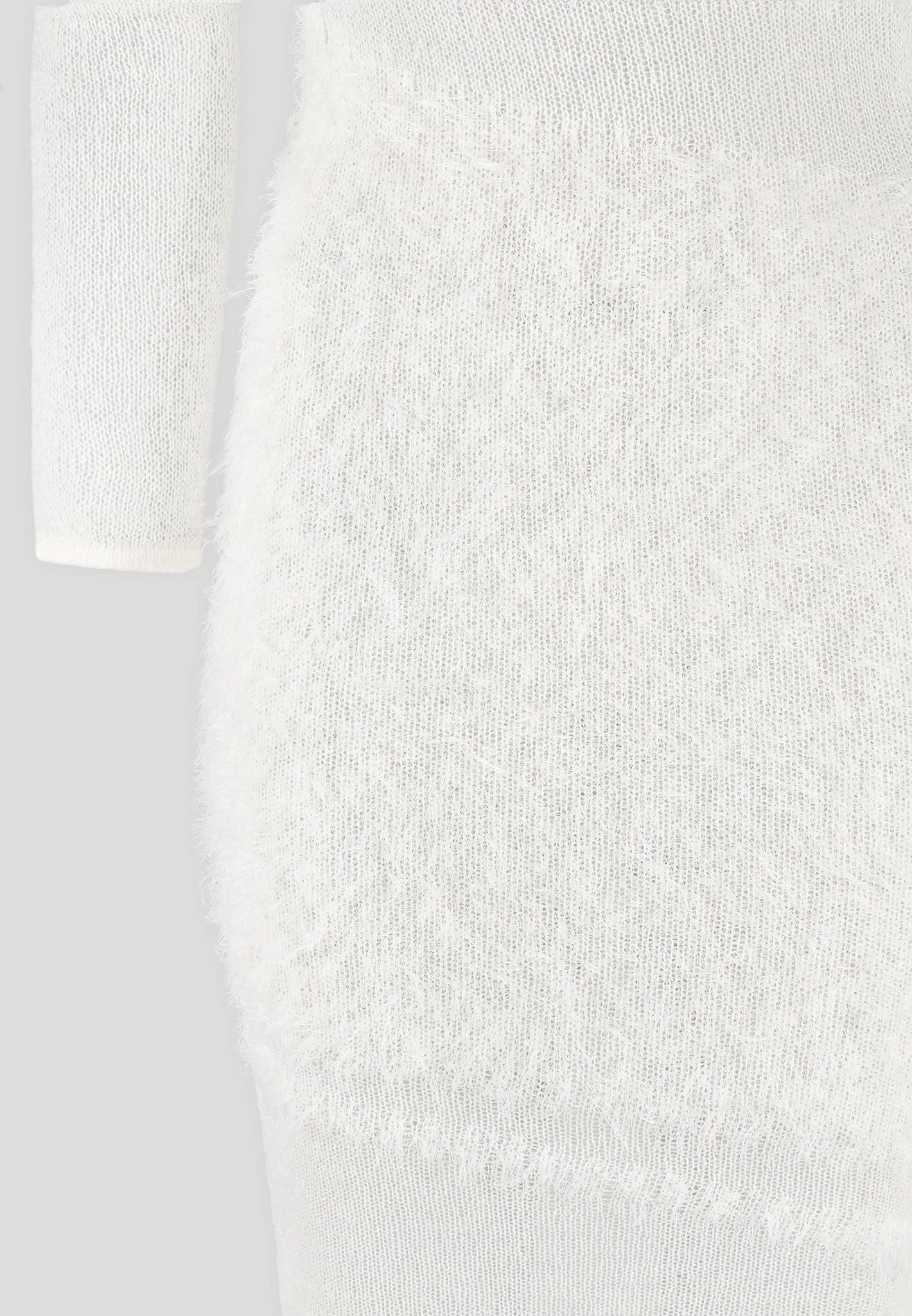 Off Shoulder Knitted Maxi Dress - Off White Female Product Image