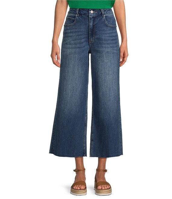 Dear John Audrey Stretch Denim High Rise Cropped Raw Hem Wide Leg Jeans Product Image