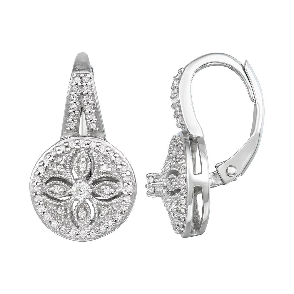 Jewelexcess Sterling Silver 1/4 Carat Diamond Hoop Earrings, Women's Product Image