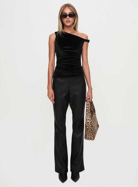 Dream Came True Asymmetrical Velvet Top Black Product Image