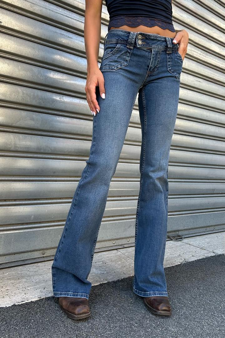 Double-button flared jeans Product Image