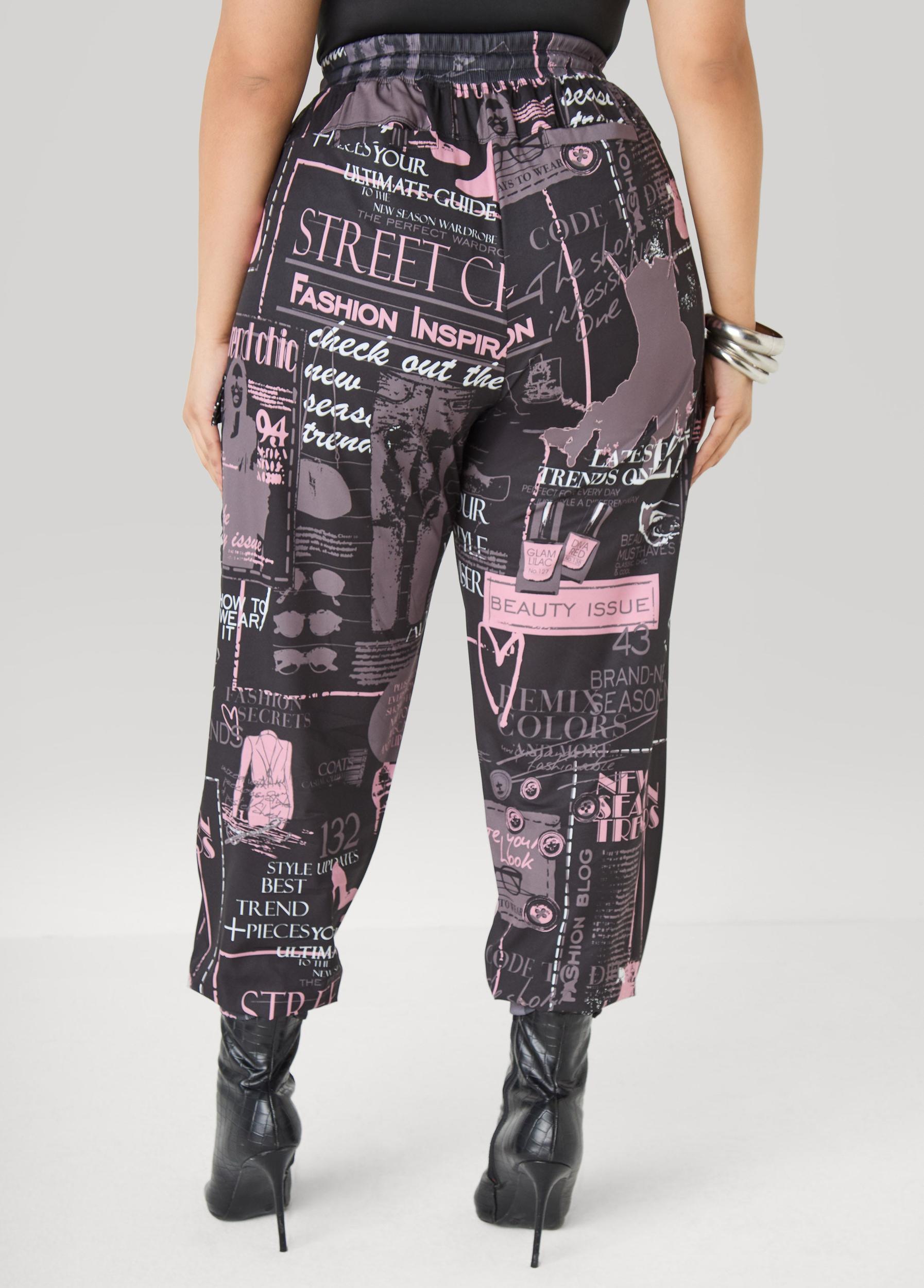 Newspaper Print Cargo Joggers Product Image