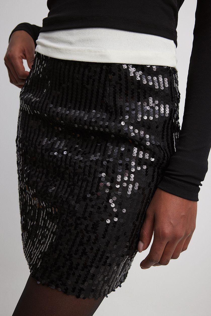 Sequin Mini Skirt Black Product Image
