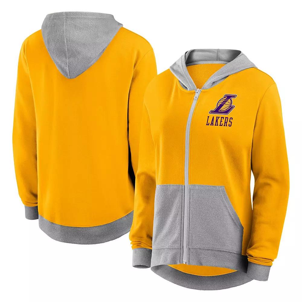 Women's Gold Los Angeles Lakers Hit It French Terry Full-Zip Hoodie,  Product Image