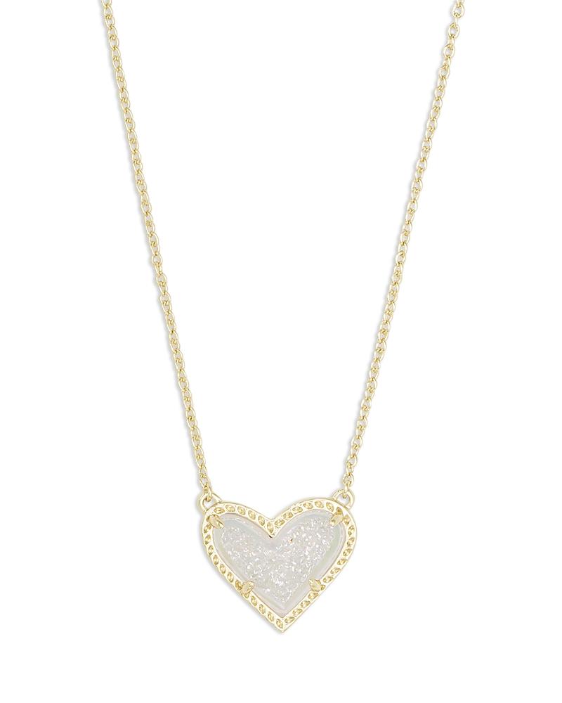 Kendra Scott Ari Heart Gold Extended Length Pendant Necklace in Iridescent | Drusy Product Image