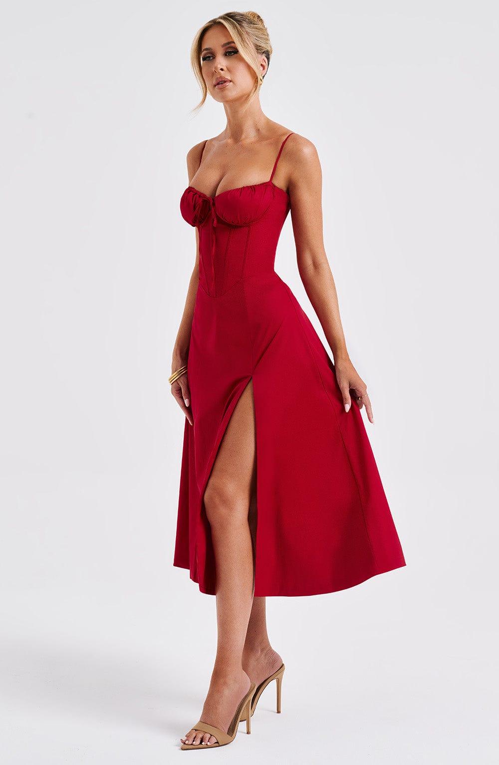 Deanna Midi Dress - Red Product Image