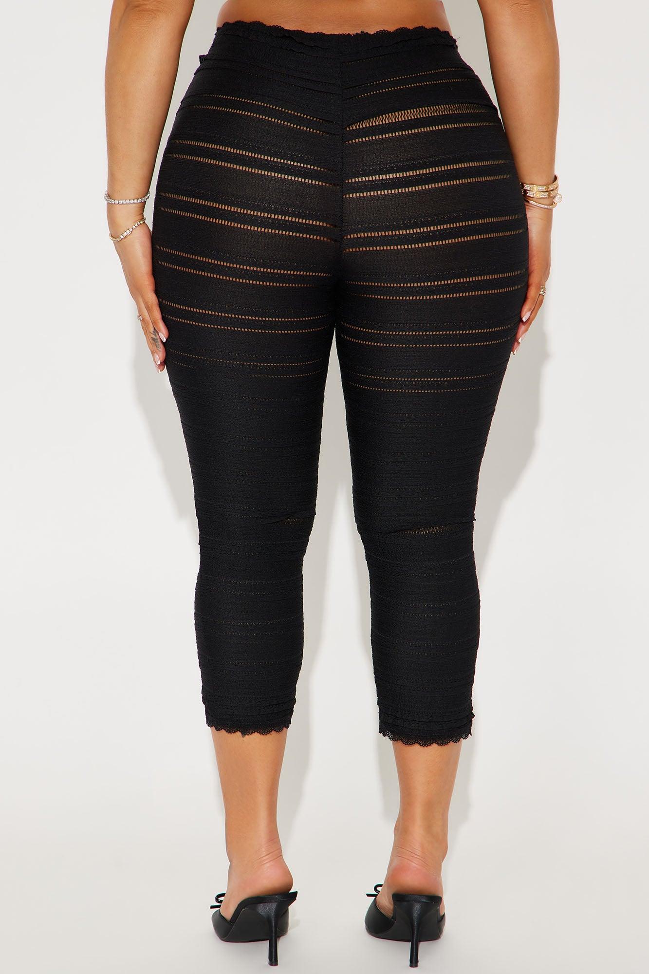 Alice Ruffled Capri Legging - Black Product Image