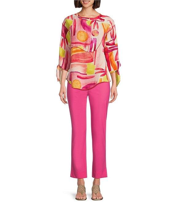 IC Collection Woven Art Pop Scoop Neck Bracelet Tie Sleeve Top Product Image