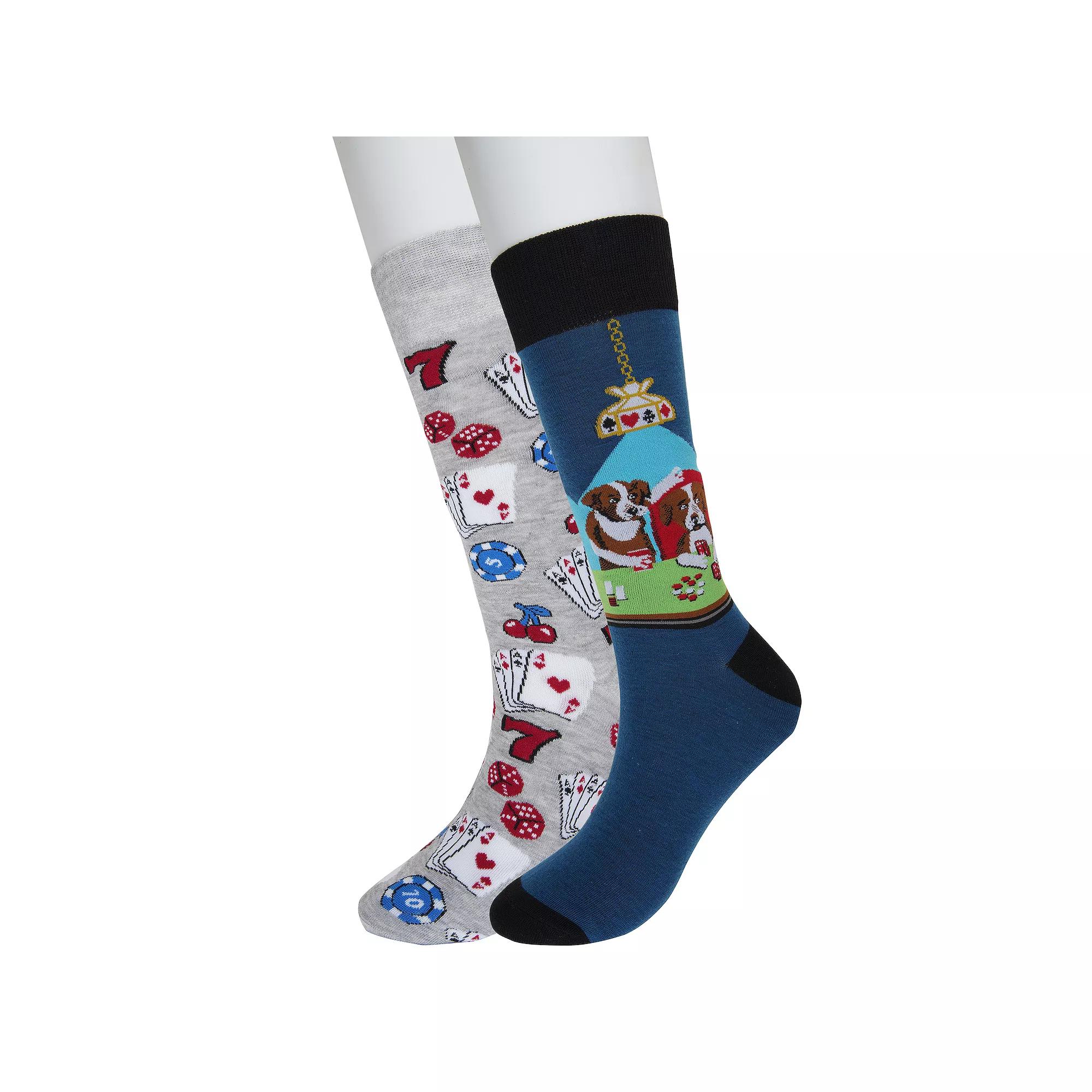 Men's Twisted Toes Novelty Socks, Poker Dog Product Image