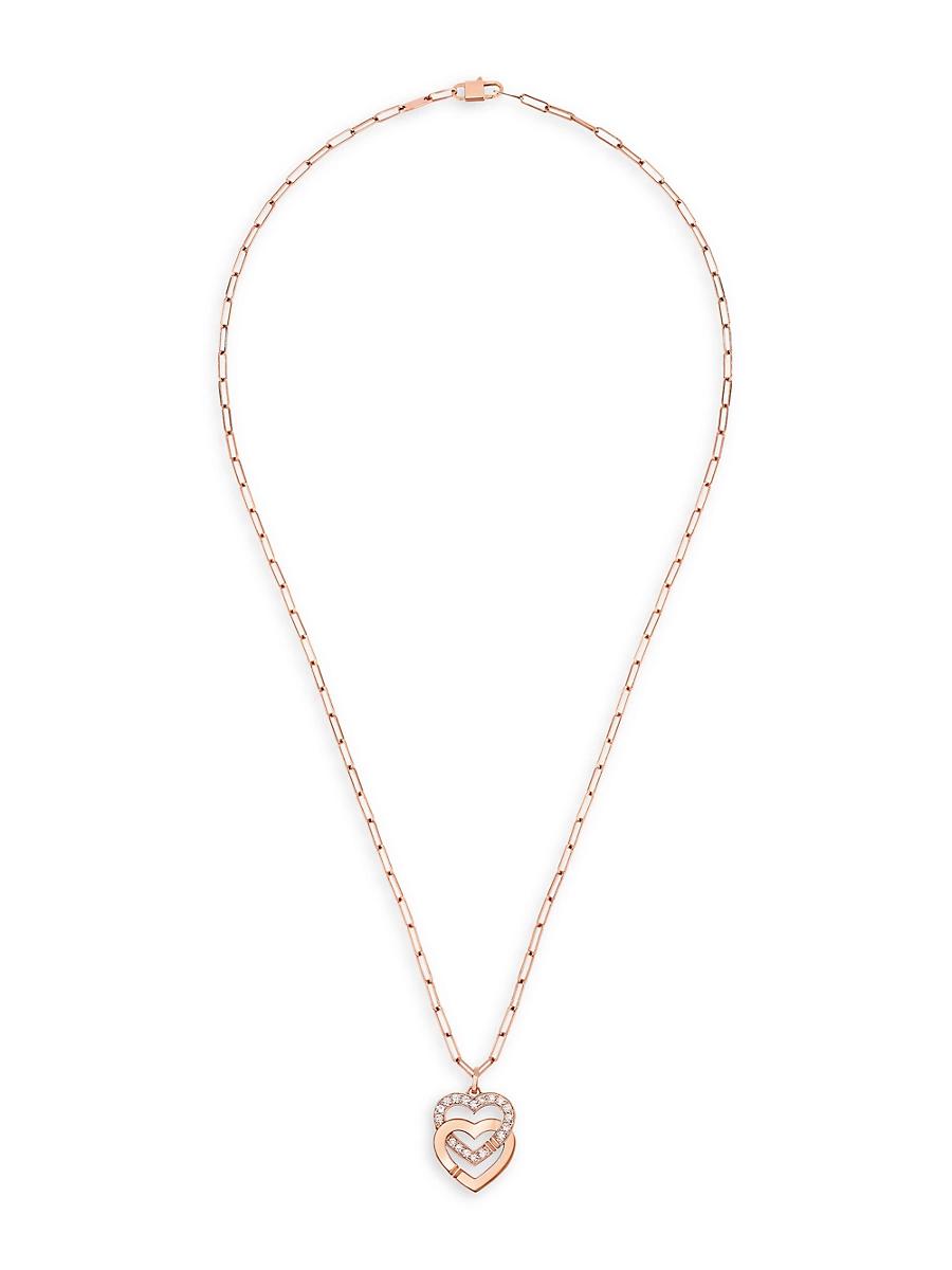 Womens Double Curs 18K Pink Gold & Diamond Pendant Necklace Product Image