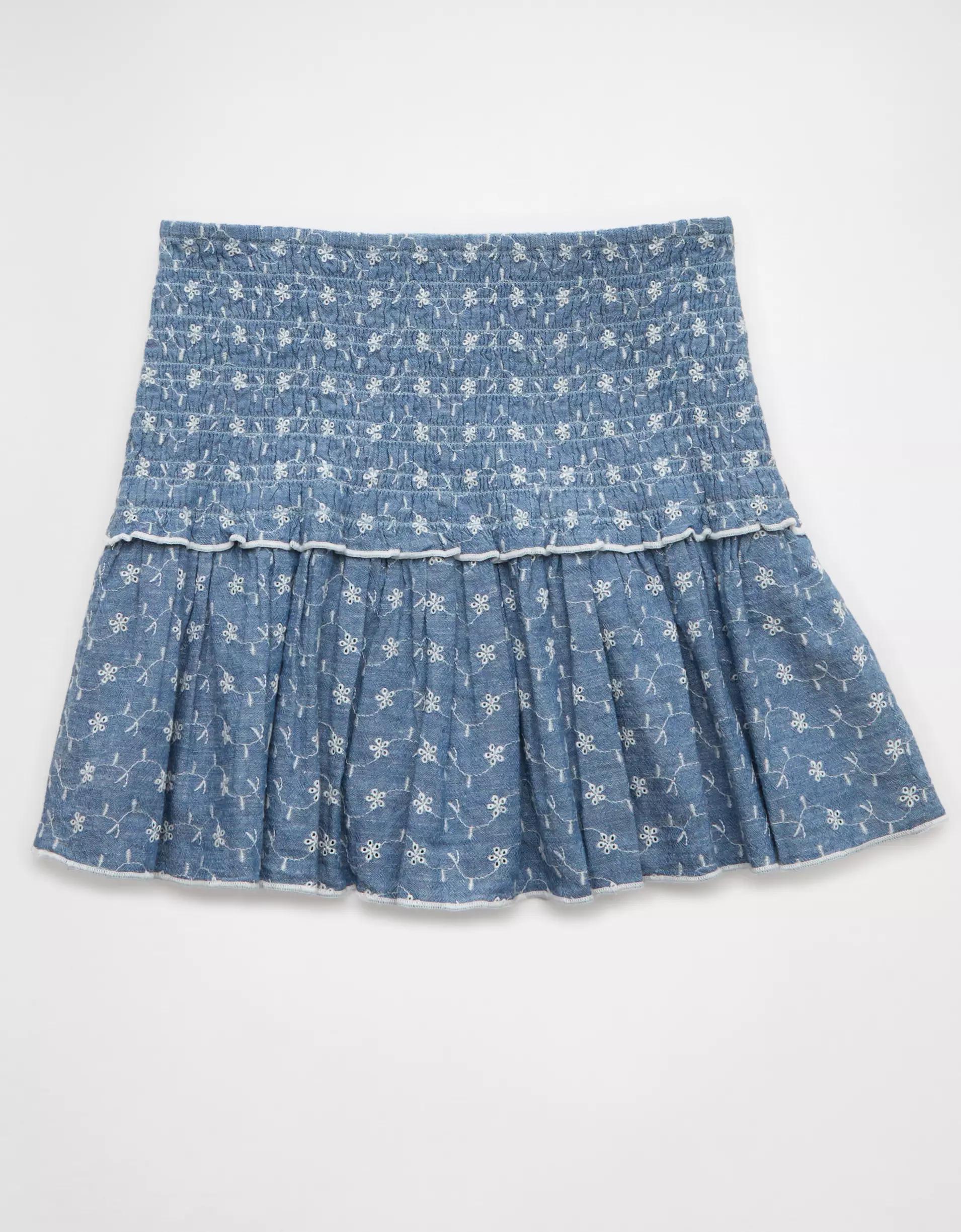 AE High-Waisted Smocked Mini Skirt Product Image