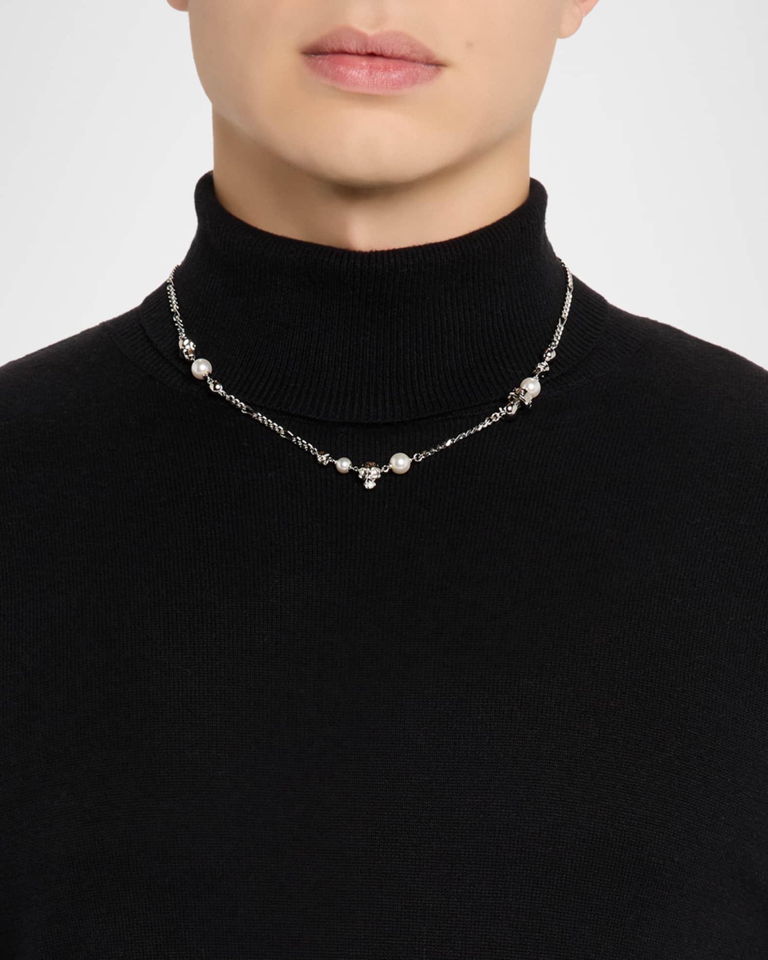 Men's Pearly Skull Chain Necklace Product Image