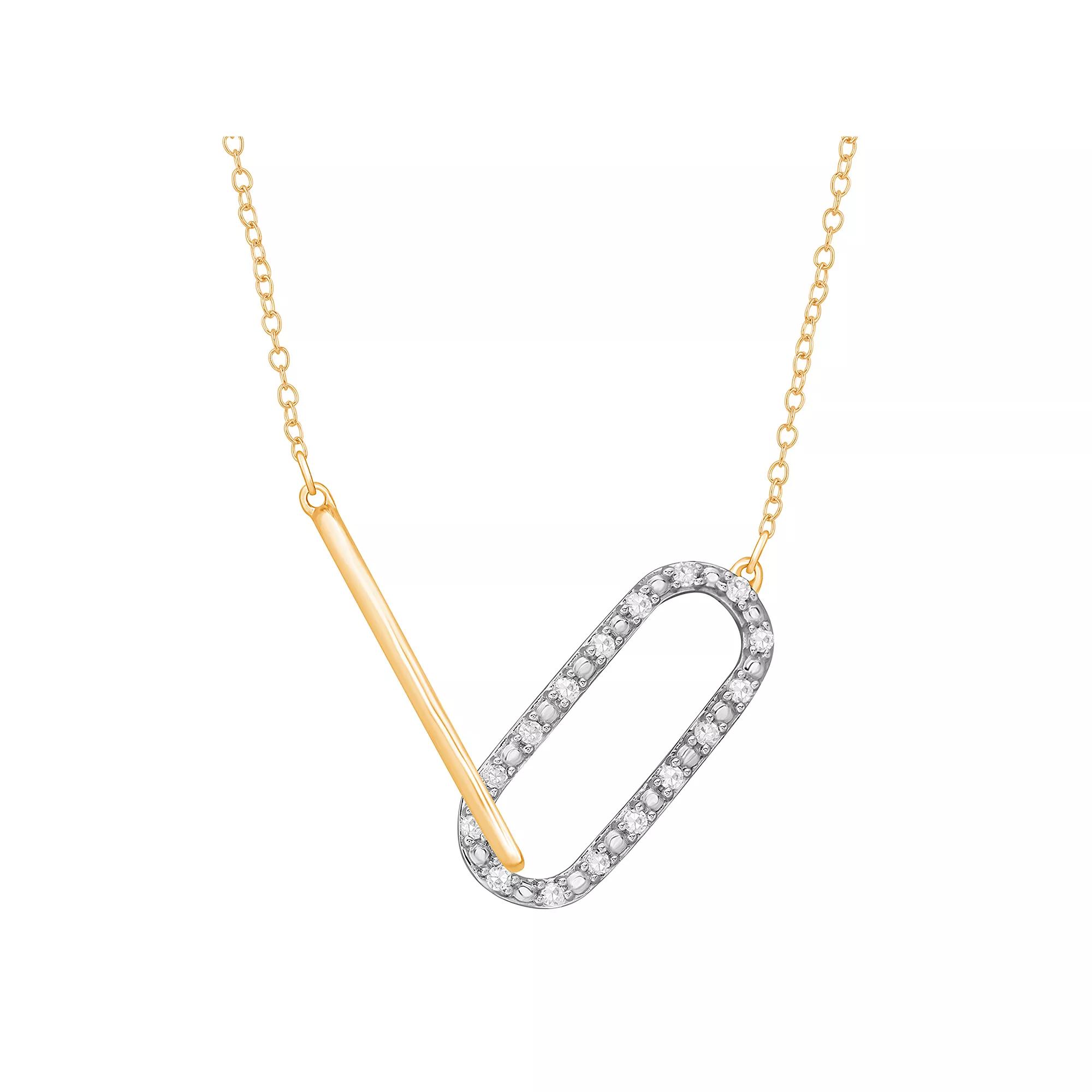 10k Gold 1/10 Carat T.W. Diamond Paper Clip Necklace, Women's Product Image