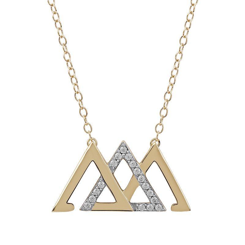 DeCouer 1/10 Carat T.W. Diamond Interlocked Triangle Necklace, Women's, Size: 18", Gold Tone Product Image