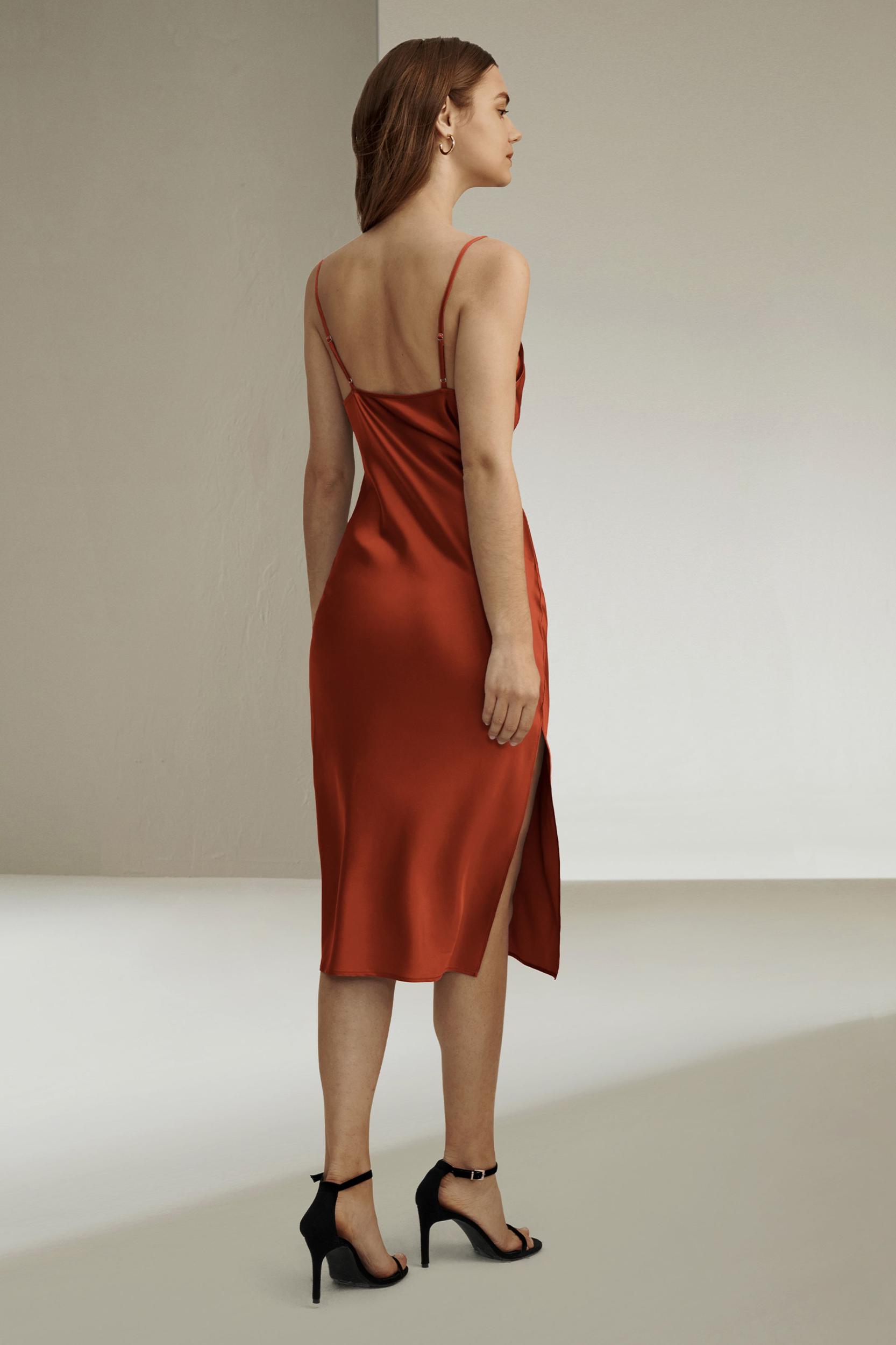 Elegant Alluring Cowl Neck Silk Dress Product Image