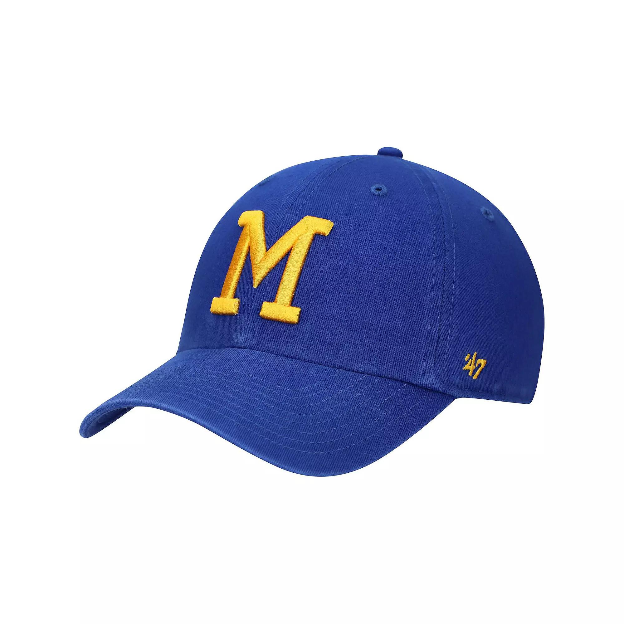 Men's '47 Royal Milwaukee Brewers 1970 Logo Cooperstown Collection Clean Up Adjustable Hat, Blue Product Image