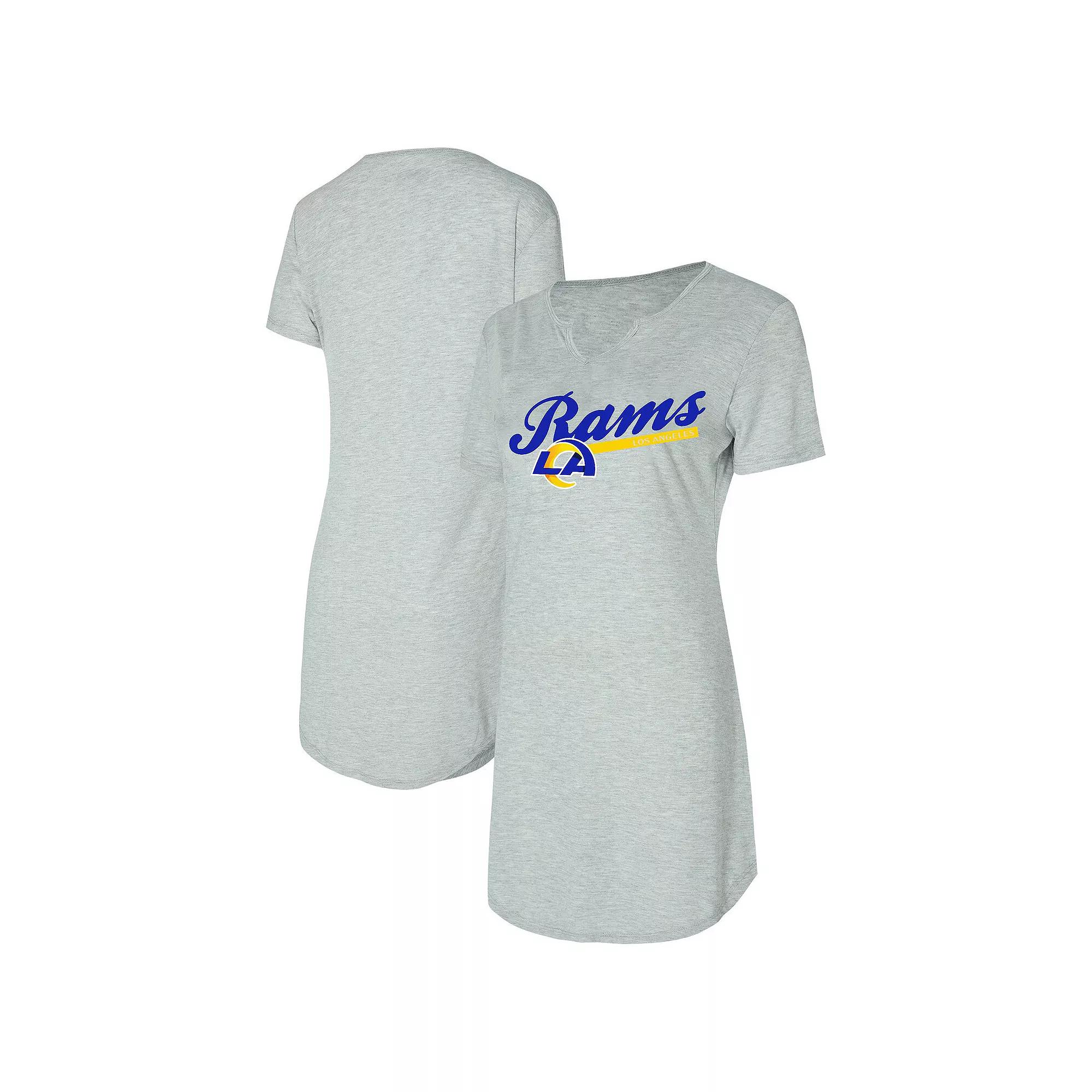 Women's Concepts Sport Gray Los Angeles Rams Petition Knit Nightshirt,  Product Image