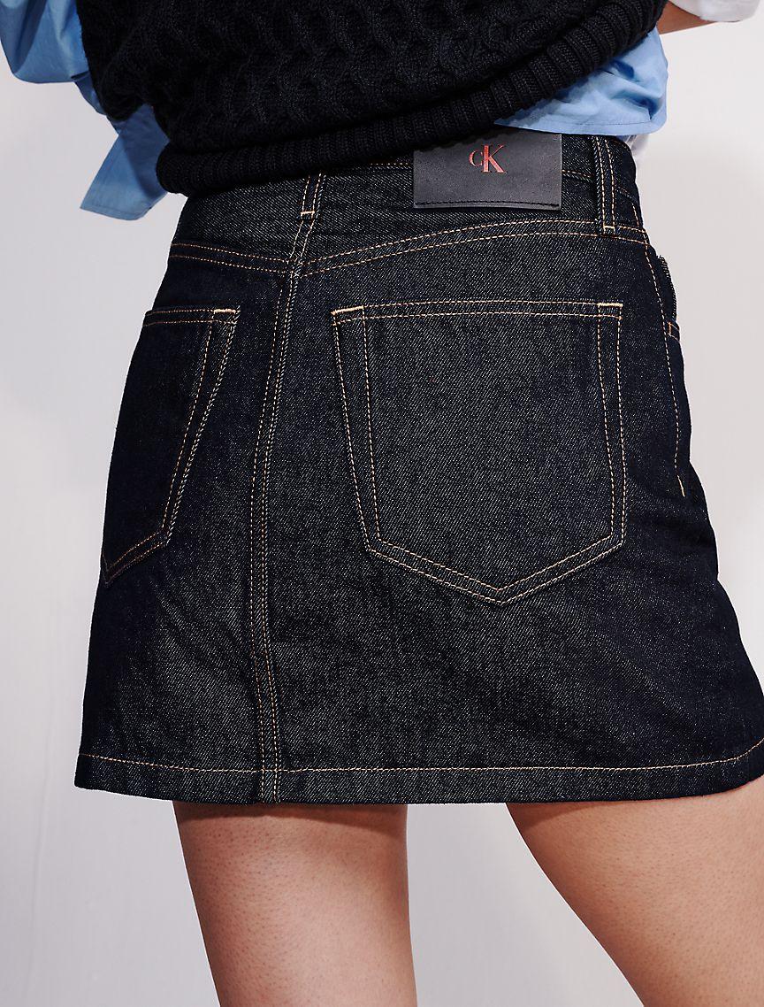 Denim Asymmetric Waist Mini Skirt Product Image