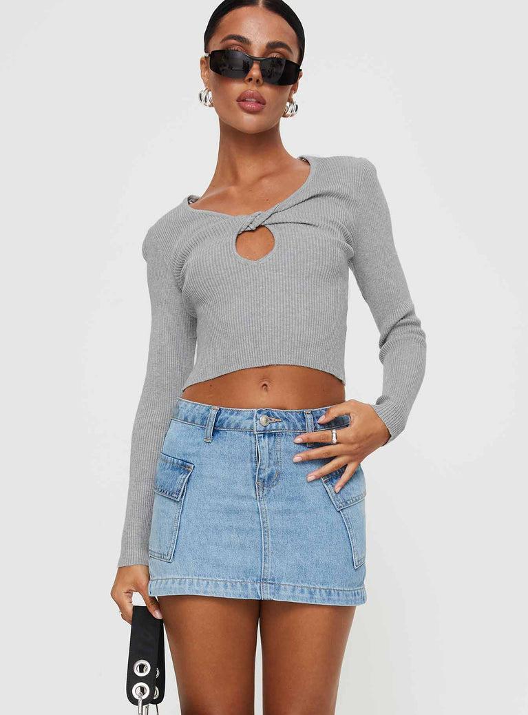 Zakai Cargo Denim Mini Skirt Ice Blue Petite Product Image
