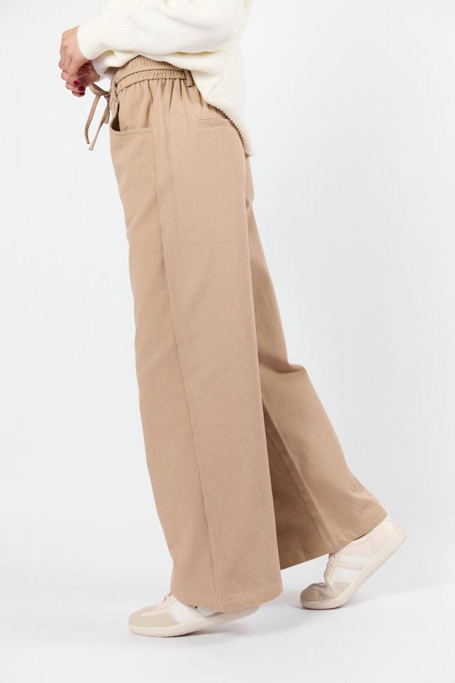 New Flow Khaki Pull On Wide Leg Pants FINAL SALE Product Image