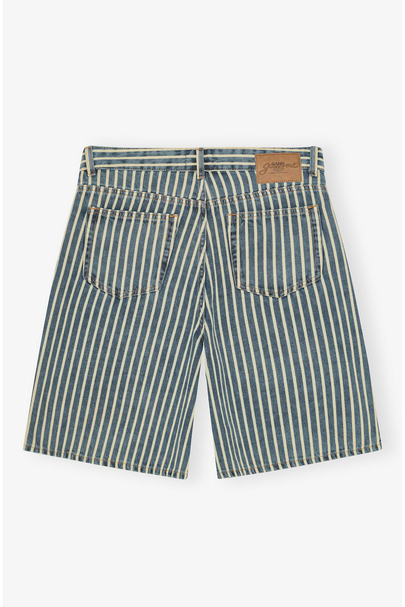 Striped Denim Shorts Product Image