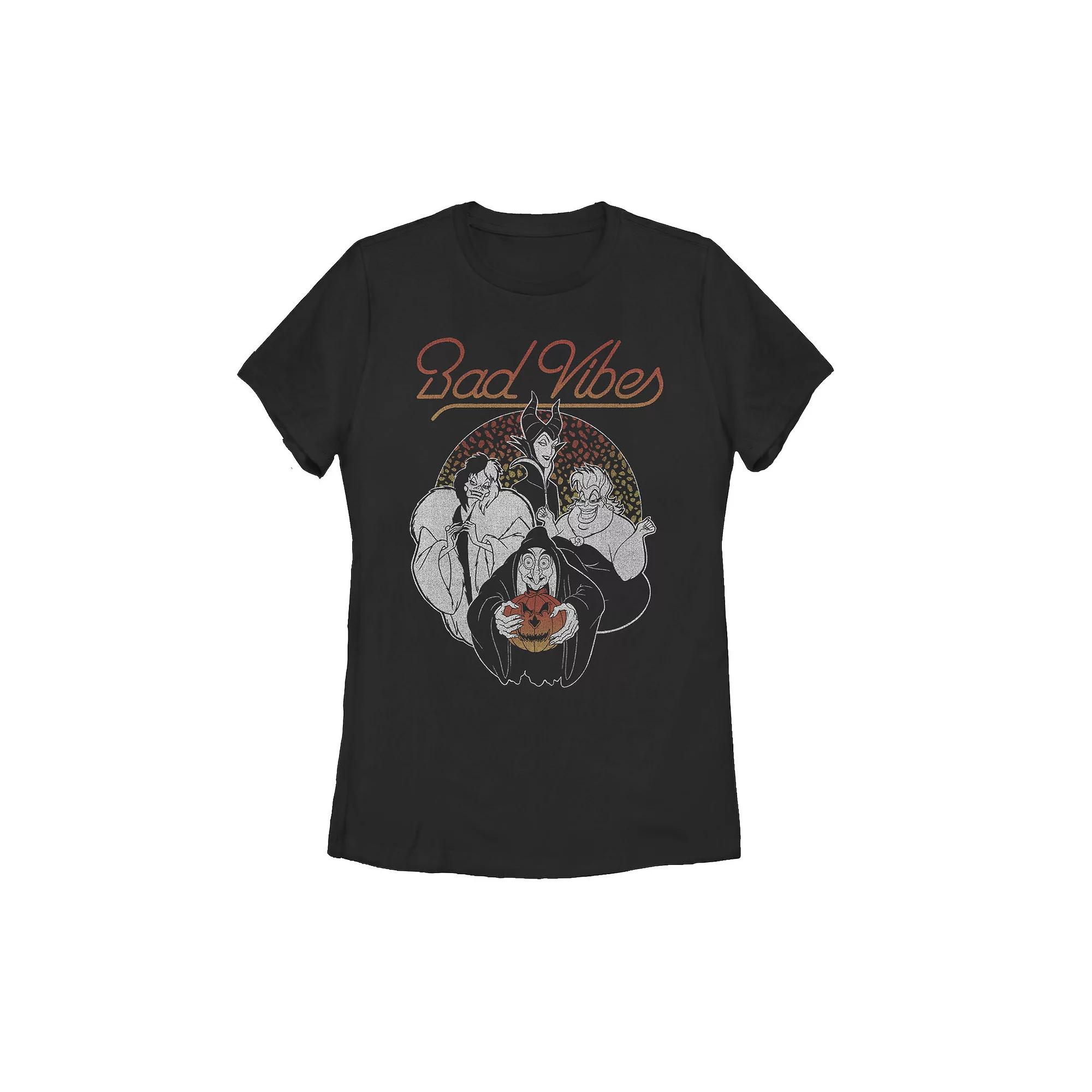 Disney Villains Bad Vibes Halloween Juniors' Graphic Tee, Girl's, Size: XXL, Black Product Image