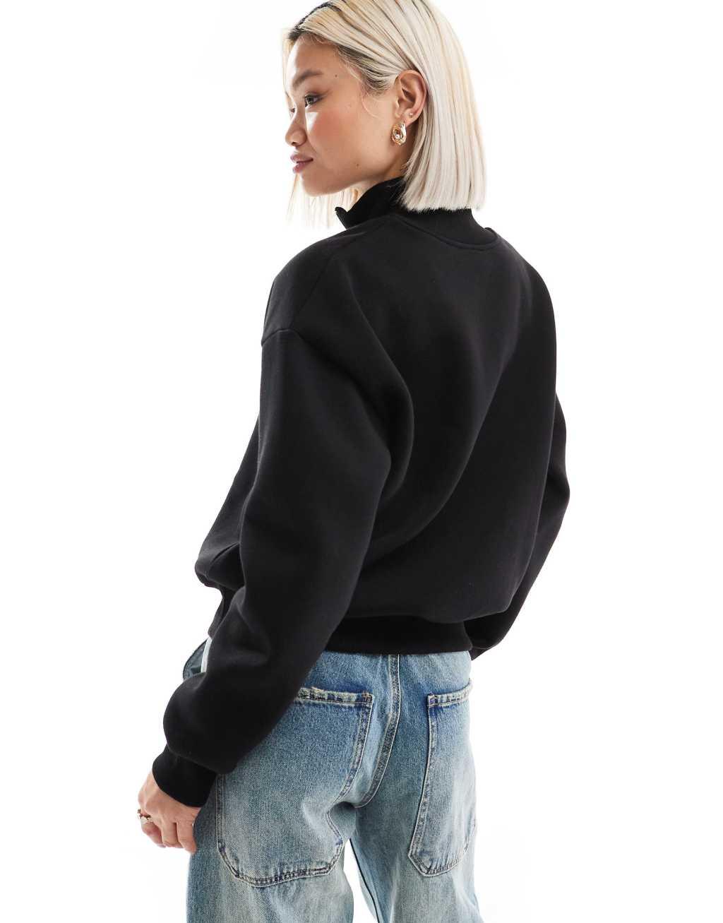 ASOS DESIGN Boston running club funnel neck half zip sweatshirt in black Product Image