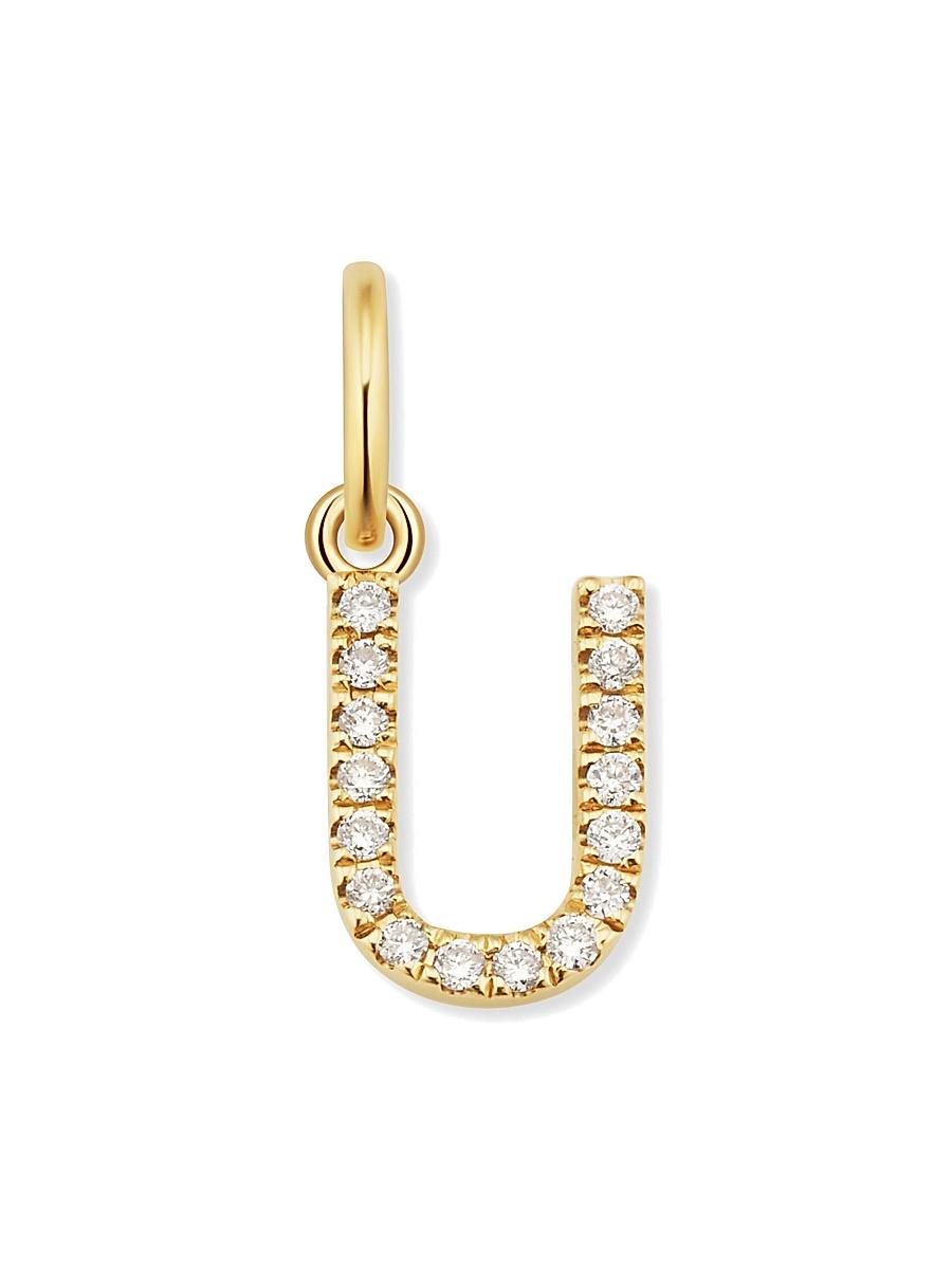 Womens 14K Yellow Gold My Letter Diamond Initial Pendant Charm Product Image