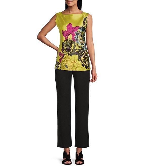 IC Collection Knit Elastic Waist Coordinating Wide Leg Pull-On Coordinating Ankle Pants Product Image