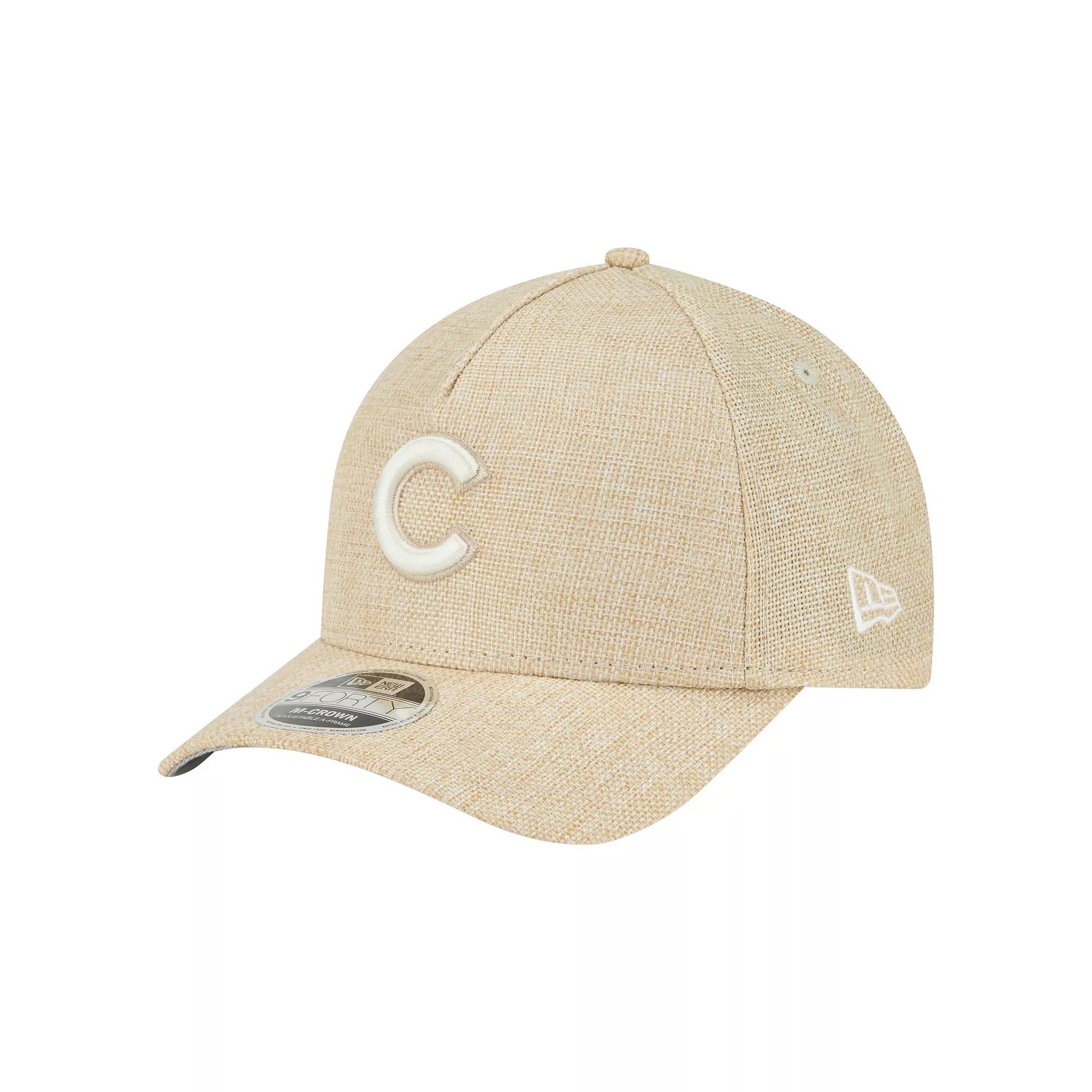 Men's New Era Beige Chicago Cubs Cotton Weave M-Crown A-Frame 9FORTY Adjustable Hat, Team Product Image