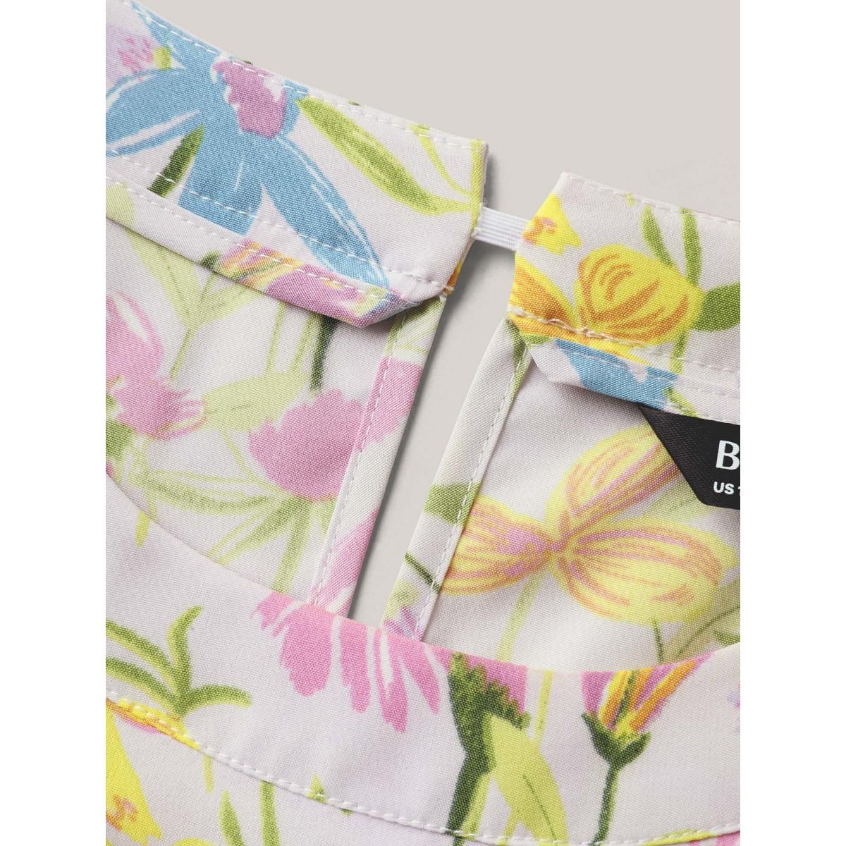 Plus Size Floral Print Round Neck Tiered Maxi Dress Lavender Women Round Neck Sleeveless Curvy BloomChic 26/4X Product Image