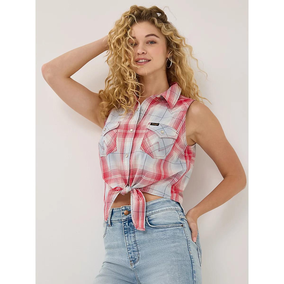 Women's Western Tie Front Shirt in Blossom Product Image