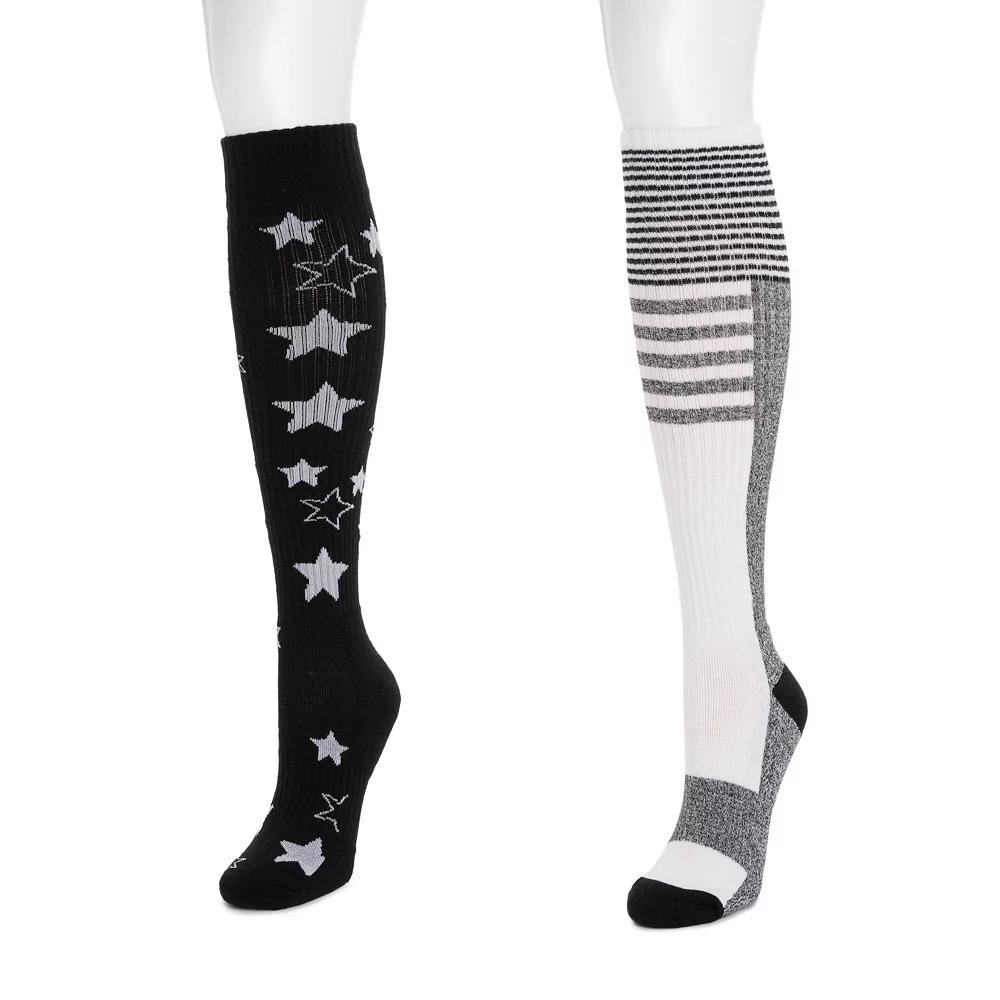 Womens MUK LUKS Cotton Compression Knee-High Socks 2-Pack Product Image