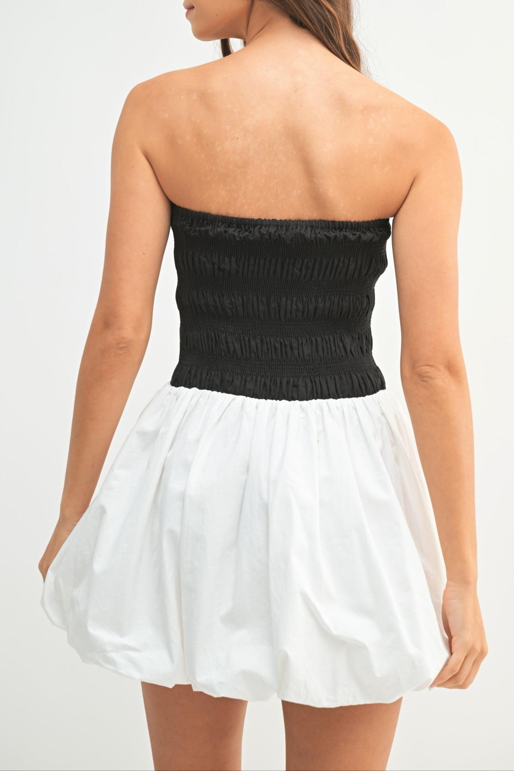 Two-Tone Strapless Bubble Mini Dress Product Image
