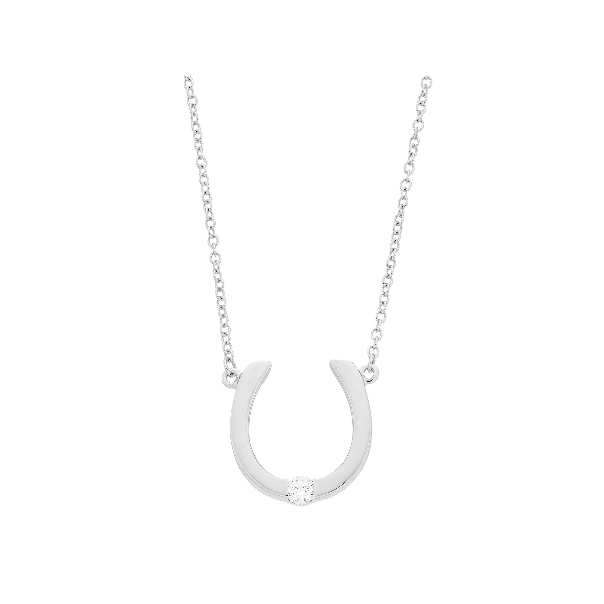 Sterling Silver Horseshoe Necklace, Women's, Size: 18-20" ADJ Product Image