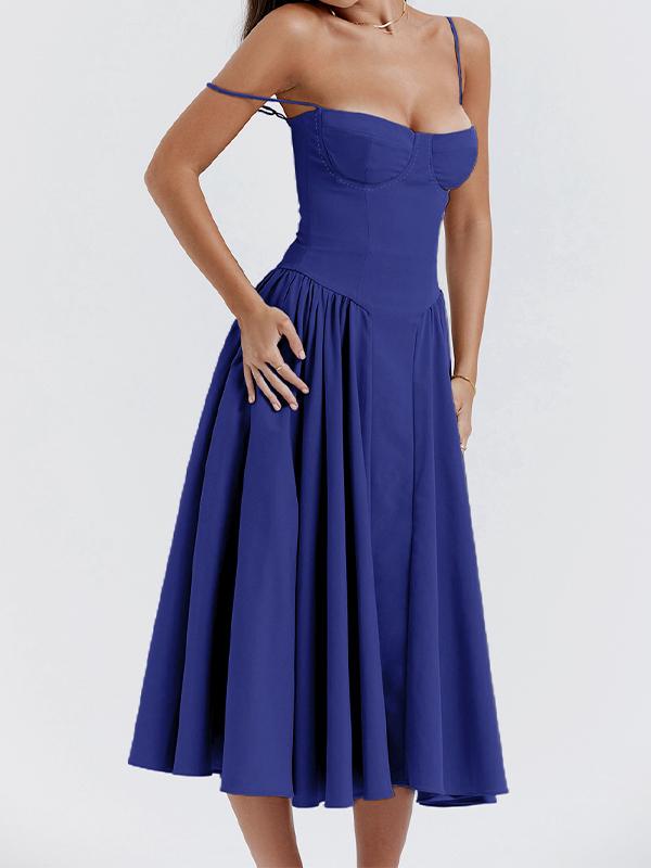 Vintage Solid Cami Midi Dress Product Image