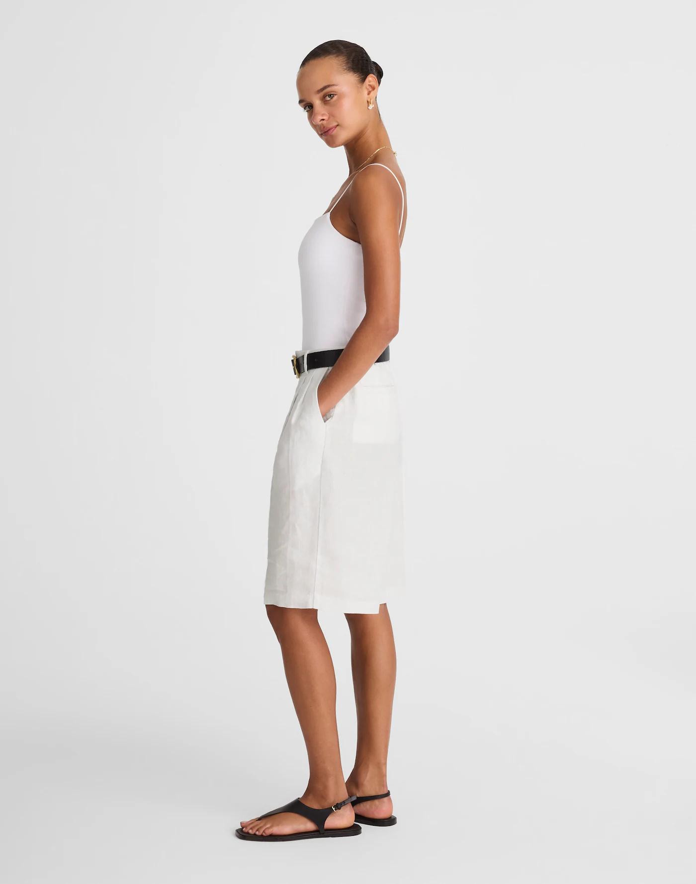 Relaxed Pleated Trouser Shorts in 100% Linen Product Image