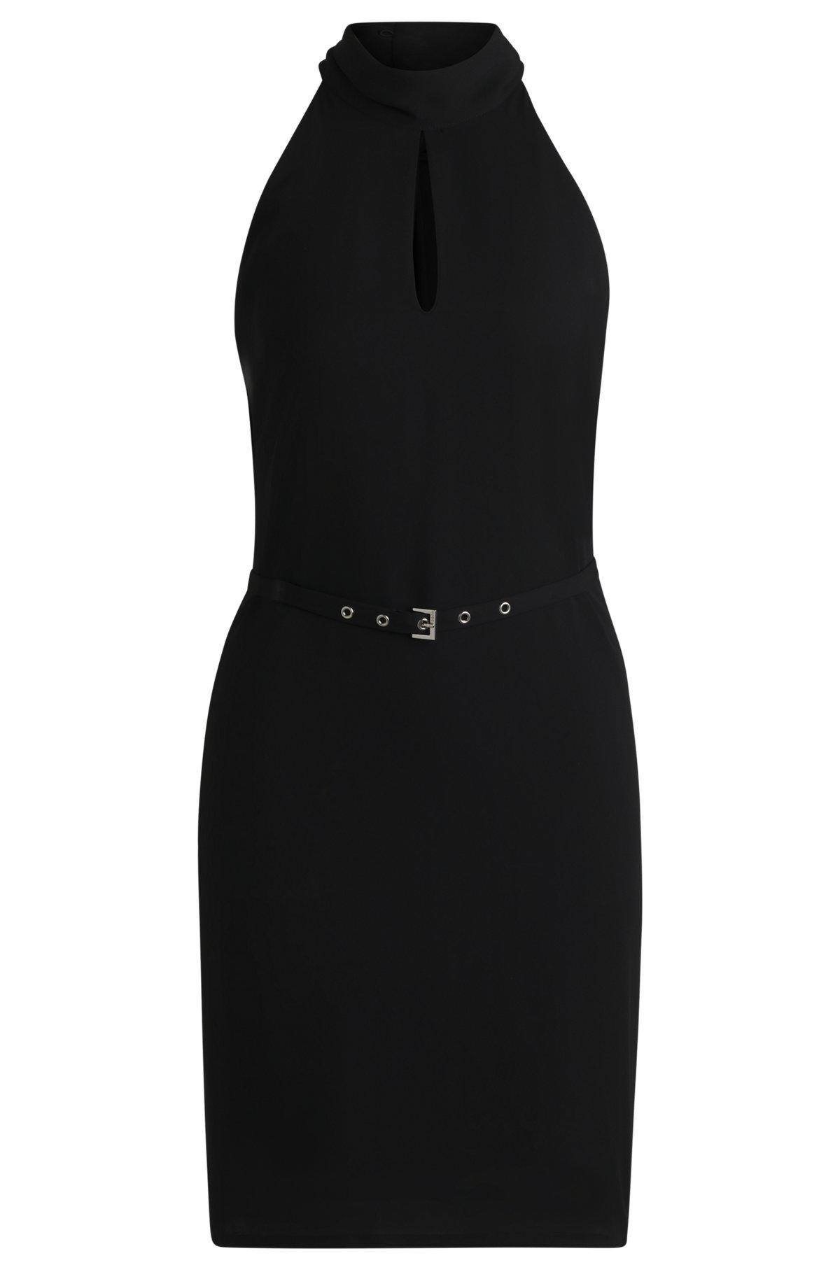 Sleeveless dress with stand collar and cut-out detail Product Image