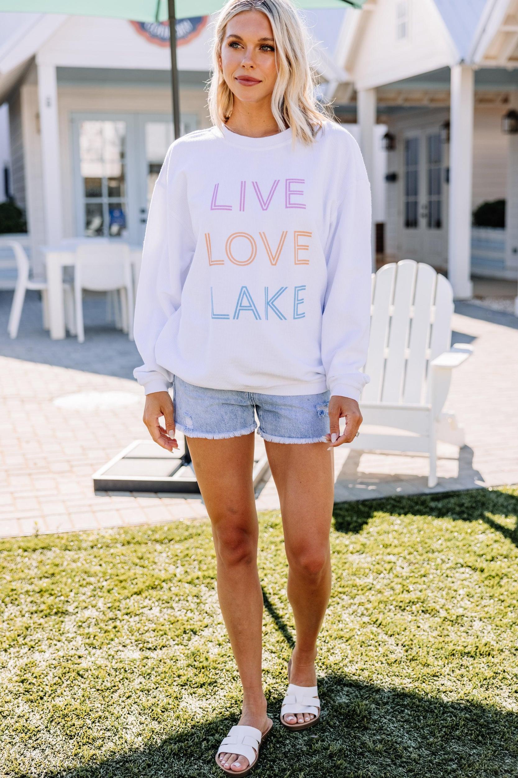 Live Love Lake White Corded Graphic Sweatshirt Female Product Image
