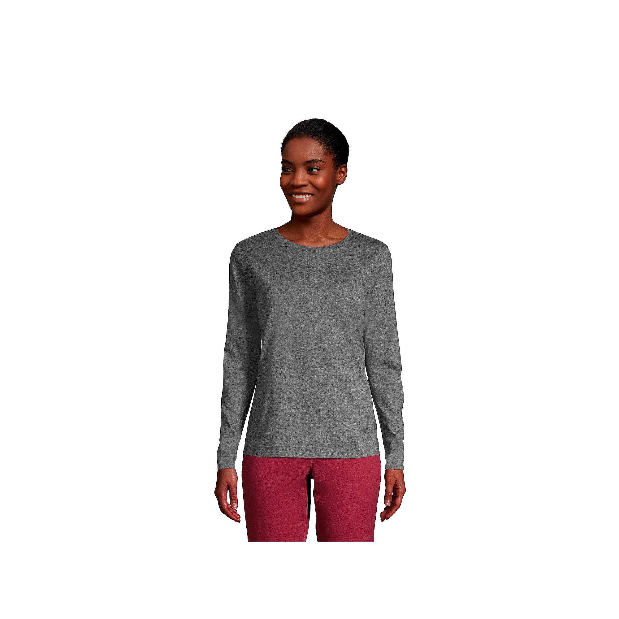 Petite Lands' End Relaxed-Fit Supima Long Sleeve Cotton Crewneck Tee, Women's,  Product Image