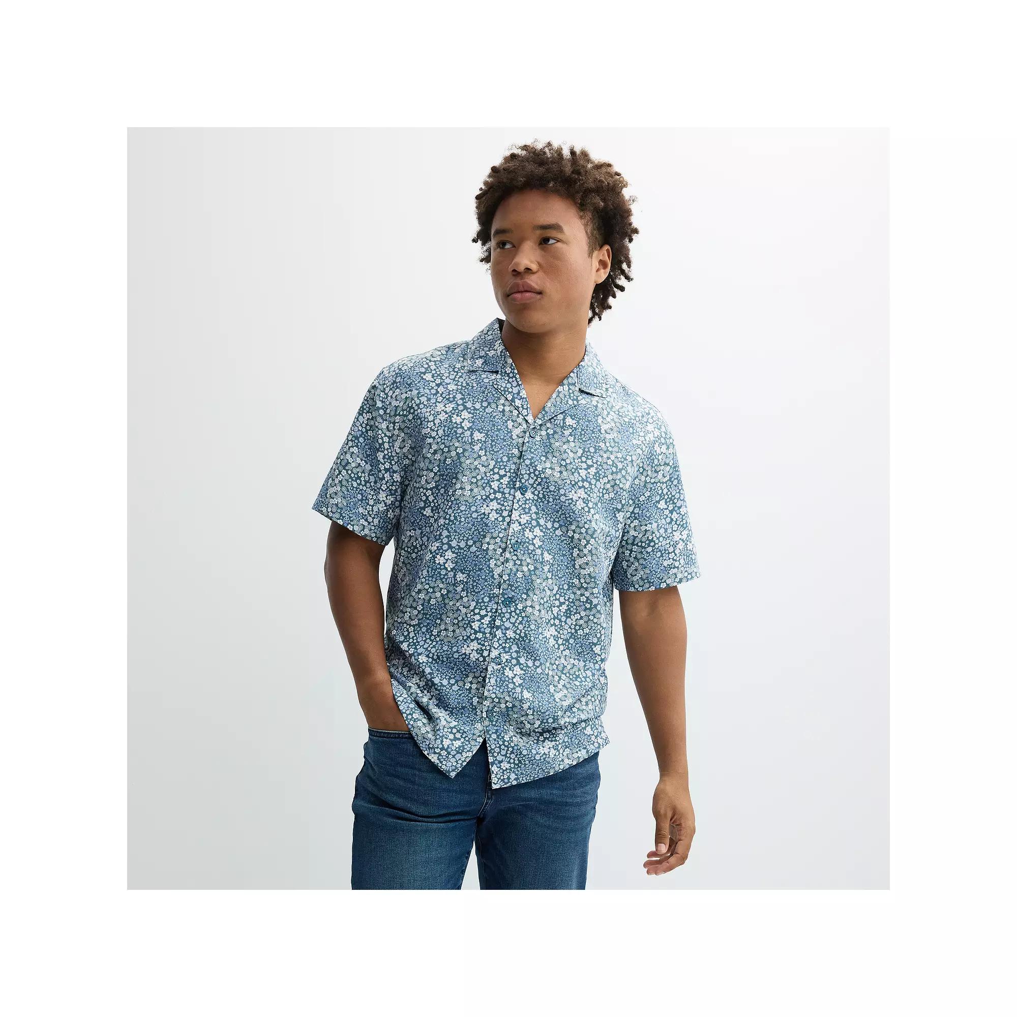 Mens Birch x Black Short-Sleeve Mini Floral Woven Camp Shirt Product Image