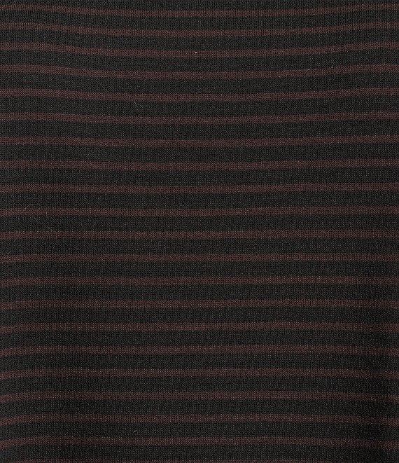 Eileen Fisher Cozy Striped Brushed Terry Organic Cotton Blend Knit Round Neck Long Sleeve Box Top Product Image