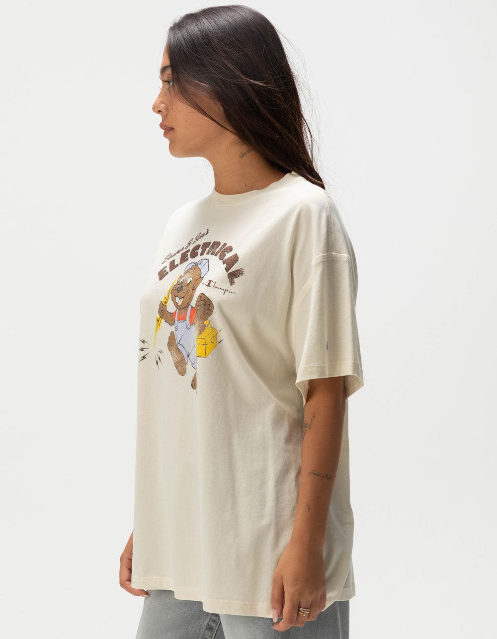 CHAMPION Washed Stadium Womens Tee - CREAM Product Image
